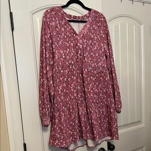 Floral Long Sleeve Dress - Pink